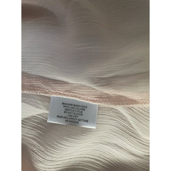 Worthington Womens Light Pink Sheer Button-Up Blouse With Ruffle Collar & Pintuc - Picture 9 of 12